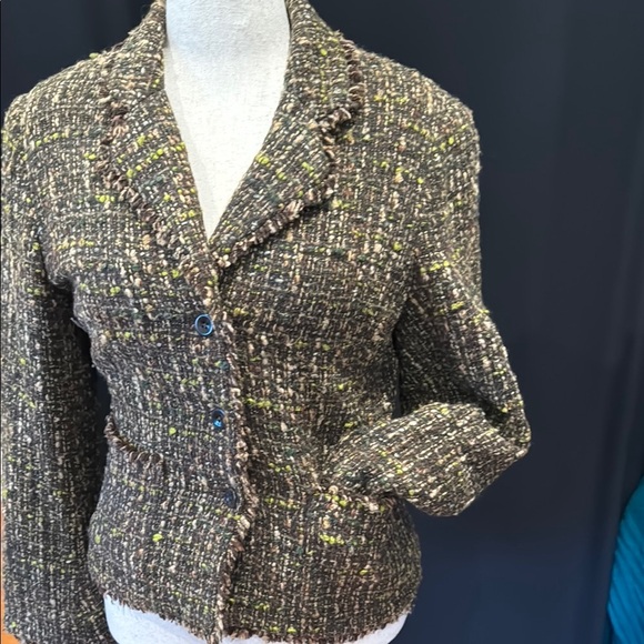 J Jill Brown and Green Blazer Structured Wool Blend - Picture 5 of 11